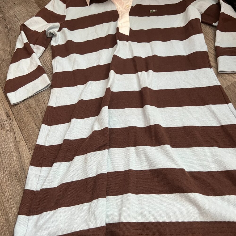 Lacoste brown and blue striped Dress size 40 - Picture 5 of 7